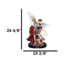 Large Archangel Saint Michael With Judgement Sword Crushing Satan Statue 24"H