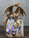 Skeleton Bone Dragon On Spell Book Of The Dead Skull Mummy LED Light Figurine