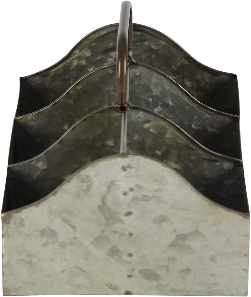 Farmhouse Galvanized Metal Rustic 6 Slots Wine Bottle Holder Basket With Handle