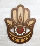 Hand of Fatima Hamsa Palm with Evil Eye Amulet of Protection MDF Wood Wall Decor