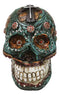 Faux Leather Turquoise Floral Scrollwork with Layered Cross Skull Money Bank