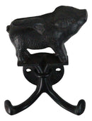 Rustic Cast Iron Black Country Farmhouse Flying Angel Porky Pig Double Wal Hooks