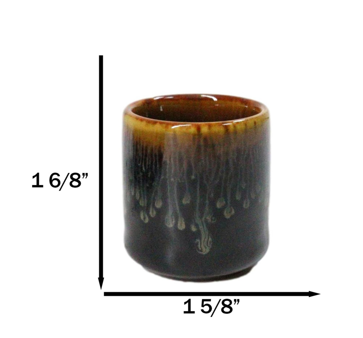 Set of 6 Brown Drip Glaze Porcelain 1.25oz Ochoko Yuzu Sake Cups Drinkware