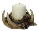 Antler Haven Candle Ring Holder Or Candleholder Rustic Deer Antler & Pinecone