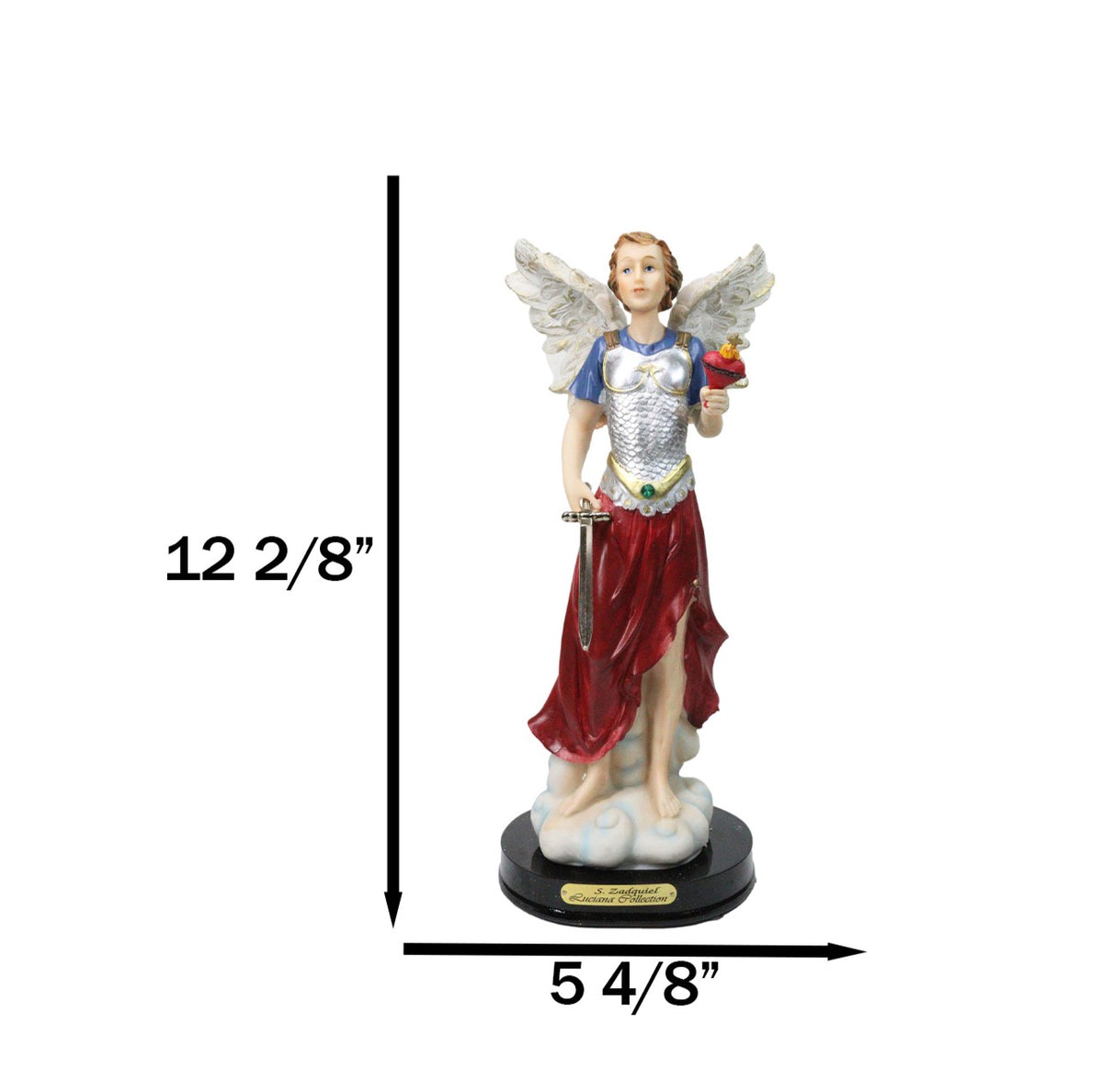 Archangel Saint Zadquiel Holding Dagger Figurine With Base 12" Angel Of Mercy