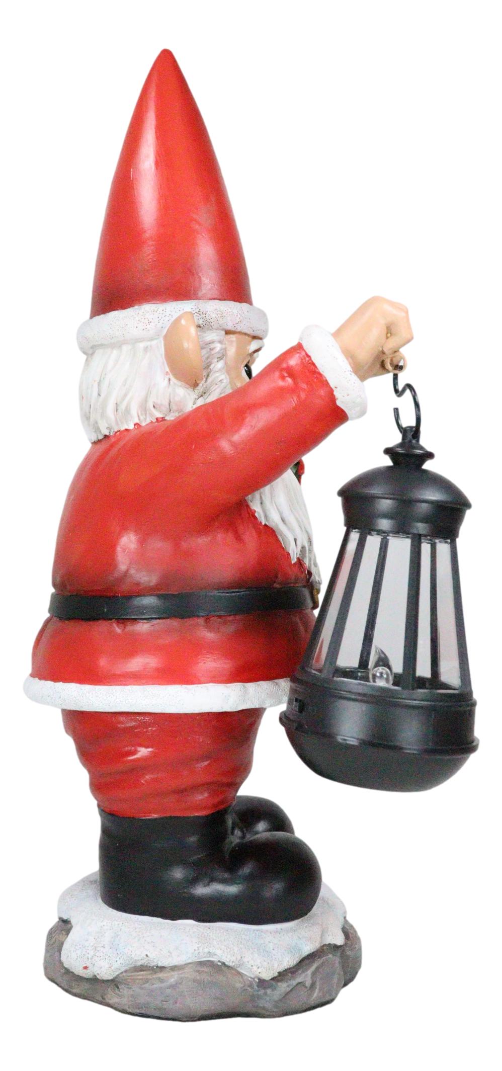 Merry Christmas Santa Claus Holding Gift And Solar Colorful LED Lantern Statue