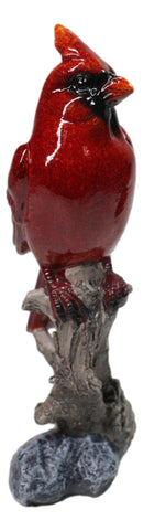 Northern Red Cardinals Bird Perching on Tree Branch Figurine Glossy Finish