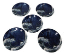Set Of 5 Hokusai The Great Wave Of Kanagawa Mount Fuji 10"D Round Dinner Plates