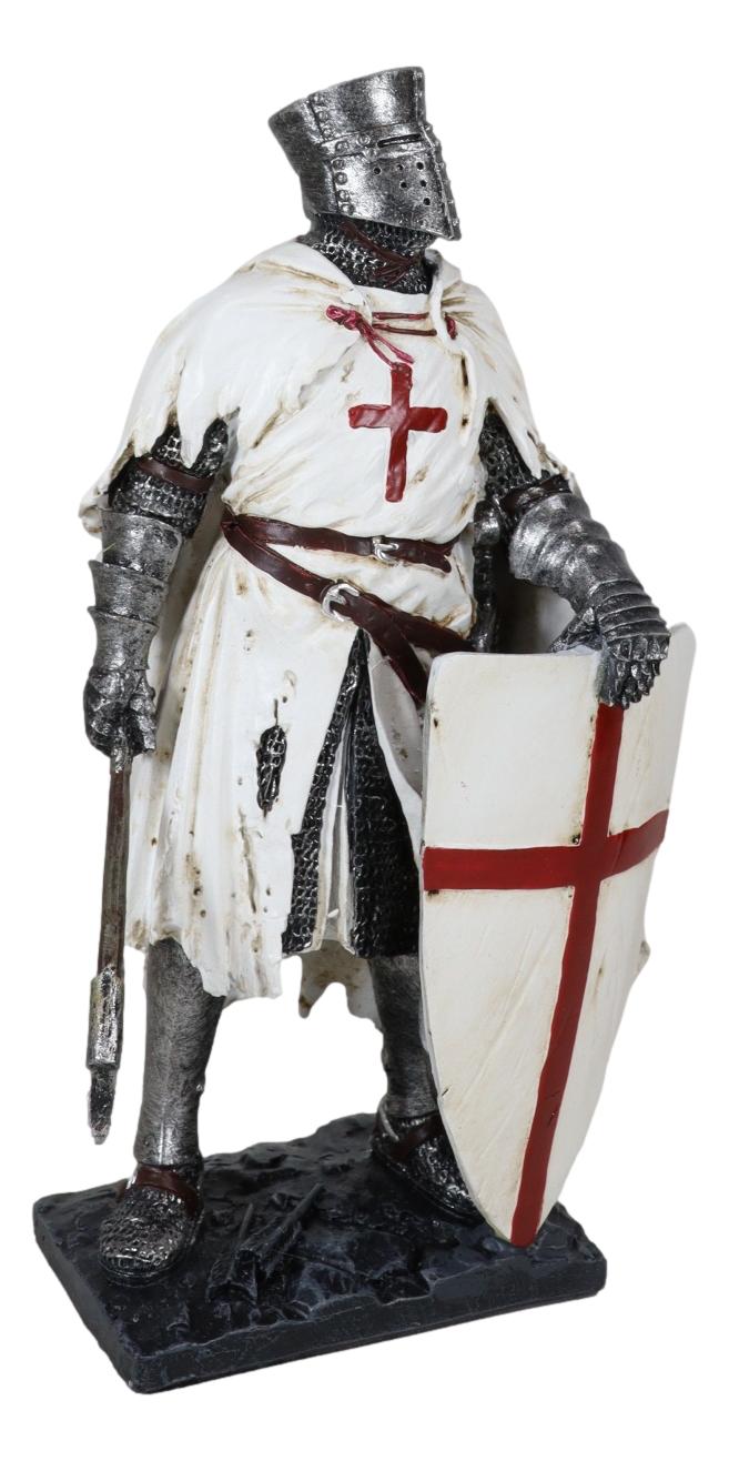Templar White Cloak Caped Medieval Crusader Axeman Knight At Day's End Figurine - Ebros Gift