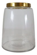 Set of 3 Clear Glass Canister Make Up Seashells Sand Storage Jars With Gold Lids