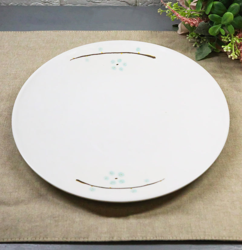 Set Of 6 Modern Yukino Hana Snowflakes Melamine Round Entree Dinner Plates 9"D