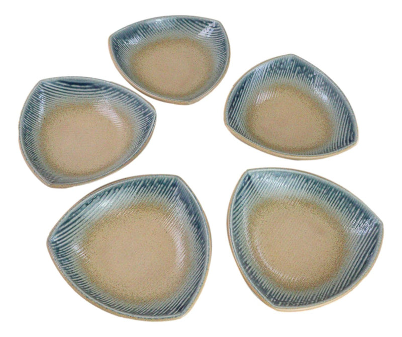 Set Of 5 Blue River Ao Nagashi Appetizer Salad Triangular Deep Serving Plates