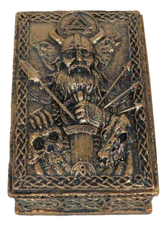 Viking Chief God Odin The All Father With Ravens Arrows War Trinket Box Figurine