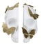 Metamorphosis Golden Butterflies On White Skull Halves Figurine Bookends Set