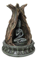 Amitabha Buddha Meditating Inside Tree Trunk Backflow Incense Burner Figurine