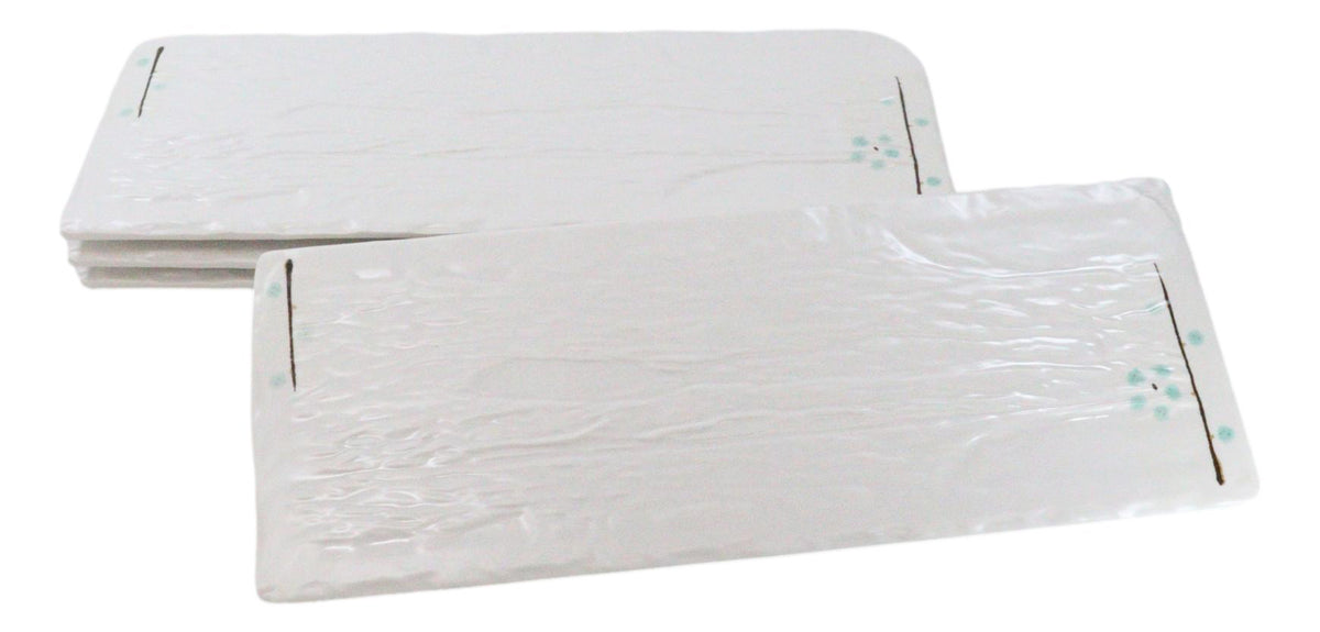 Set Of 4 Modern Yukino Hana Snowflakes Melamine Large Serving Platters 16" Long
