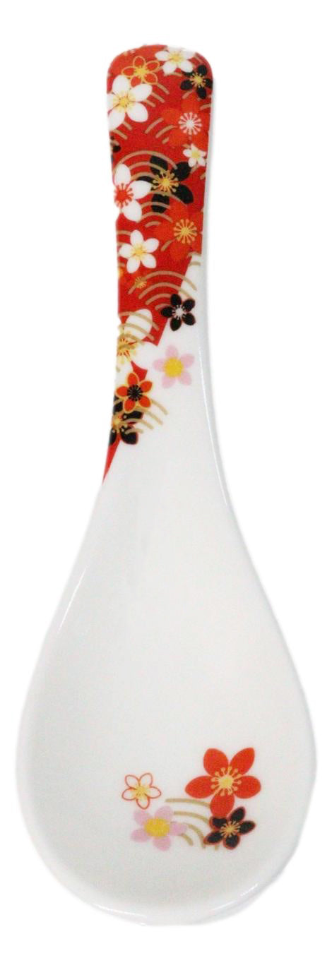 Set of 6 Sakura Cherry Blossoms Porcelain Asian Soup Spoons Japanese Ramen Pho