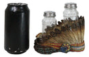 Southwest Native Indian Chief Headdress Roach Salt And Pepper Shakers And Holder