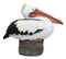 Coastal Marine Great White Pelican Sea Bird Perching On Getty Post Figurine