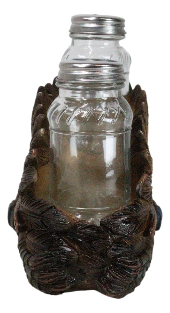 Southwest Native Indian Chief Headdress Roach Salt And Pepper Shakers And Holder