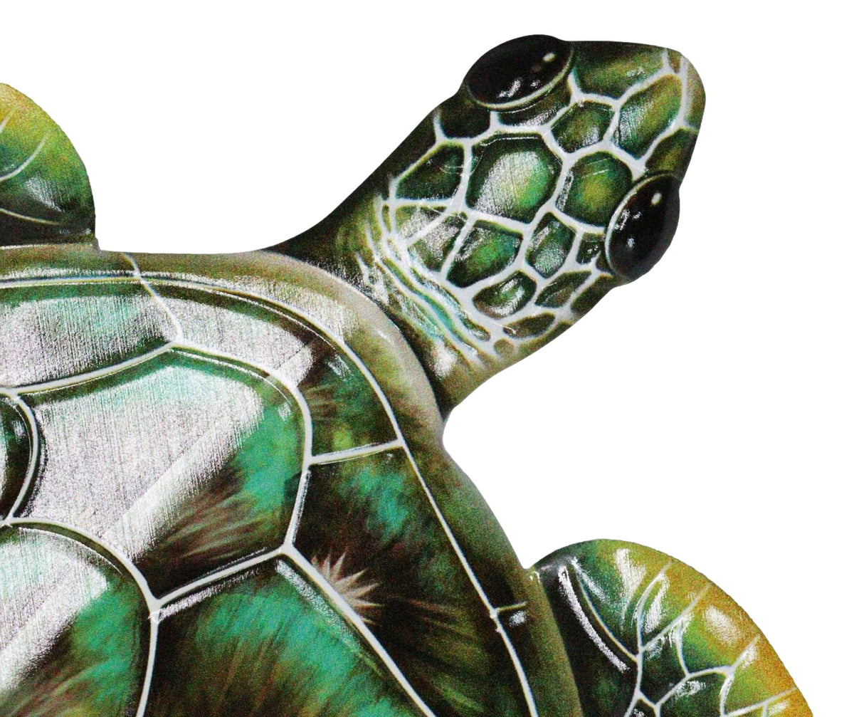 Marine Ocean Harmony Series Green Bermuda Elegant Sea Turtle Metal Wall Decor - Ebros Gift