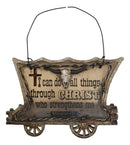 Western Chuckwagon With Longhorn Cow Skull Barbed Wires Bible Verse Wall Decor