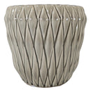 Glazed Pottery Ceramic Diamond Pattern Floral Grey Vase Planter Pot Gardening