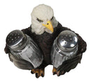 American Patriotic Bald Eagle Salt and Pepper Shaker Holder With Glass Shakers