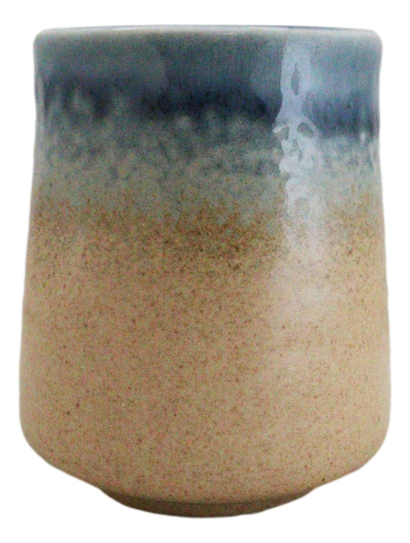 Pack Of 6 Porcelain Ao Nagashi Blue River Reactive Glaze Yunomi Tea Cups 9oz