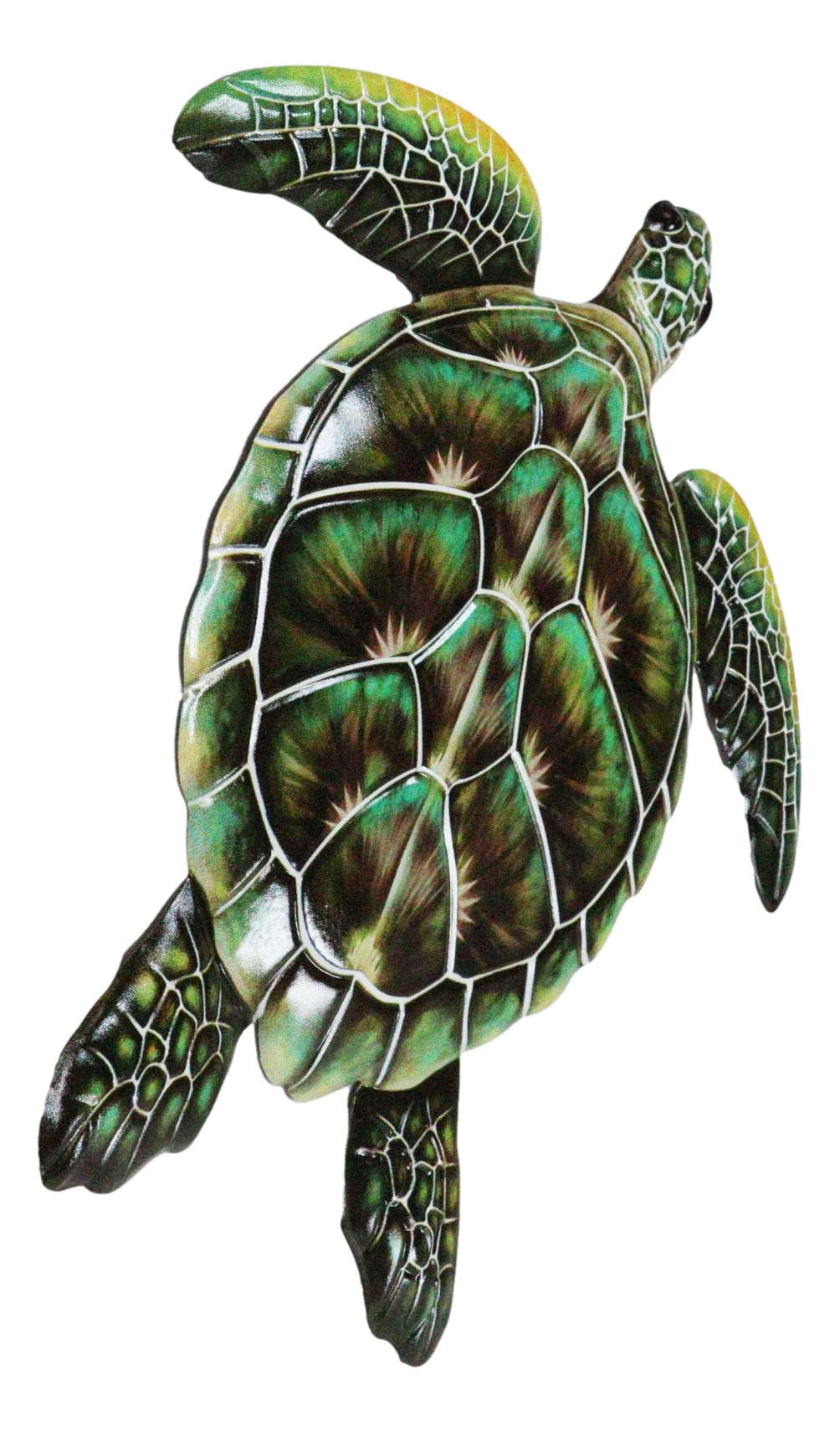 Marine Ocean Harmony Series Green Bermuda Elegant Sea Turtle Metal Wall Decor - Ebros Gift
