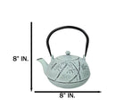 Mint Green Bamboo Forest Design Large Cast Iron Tetsubin Teapot 40oz Tea Pot