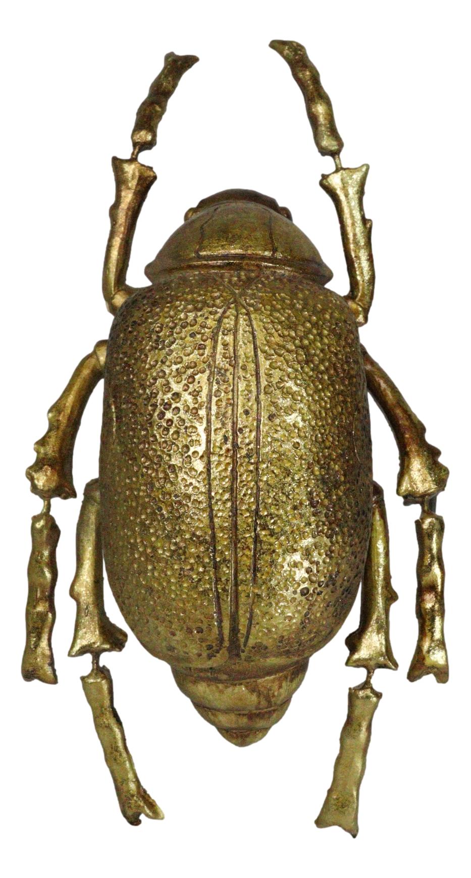 Modern Chic Gold Leaf Carpet Beetle Resin Wall Sculpture Or Table Decor
