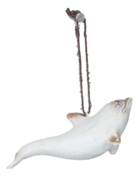 Set Of 6 Antique White Dolphins Ocean Marine Wall Hanging Decor Tree Ornaments
