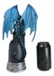 Blue Elemental Ice Dragon Perching On Medieval Stonewall Castle Tower Figurine