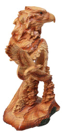 Rustic Wildlife Faux Wood Eagle Bust Head Sculpture with Soaring Eagle Cutout