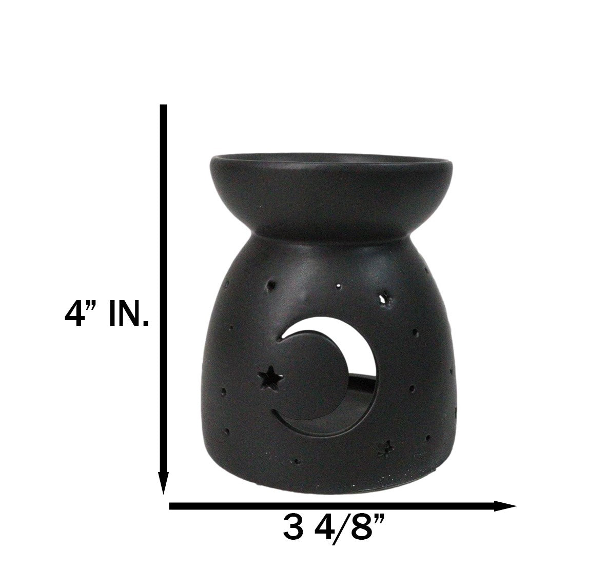 Ceramic Wicca Crescent Moon And Stars Essential Oil Burner Votive Candle Warmer