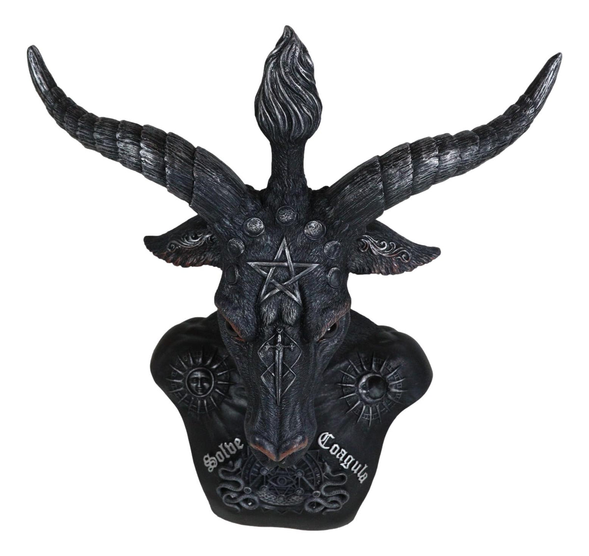 Solve Et Coagula Pentagram Evil Eye Satan Sabbatic Goat Idol Baphomet Figurine - Ebros Gift