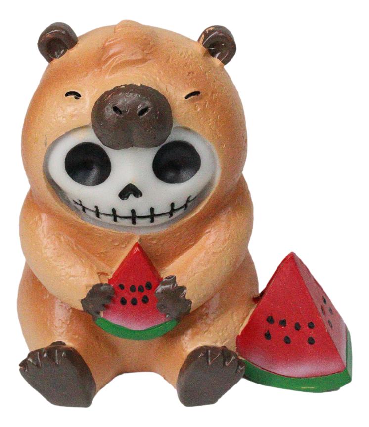Furrybones Adorable Capybara With Watermelon Skeleton Figurine Furry Bones