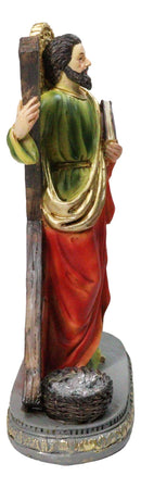 Christian Apostle Disciple of Jesus Saint Andrew with Saltire Cross Figurine 8"H