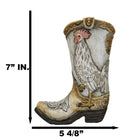 Rustic Country Rooster With Floral Blossoms Spring Time Cowboy Boot Money Bank