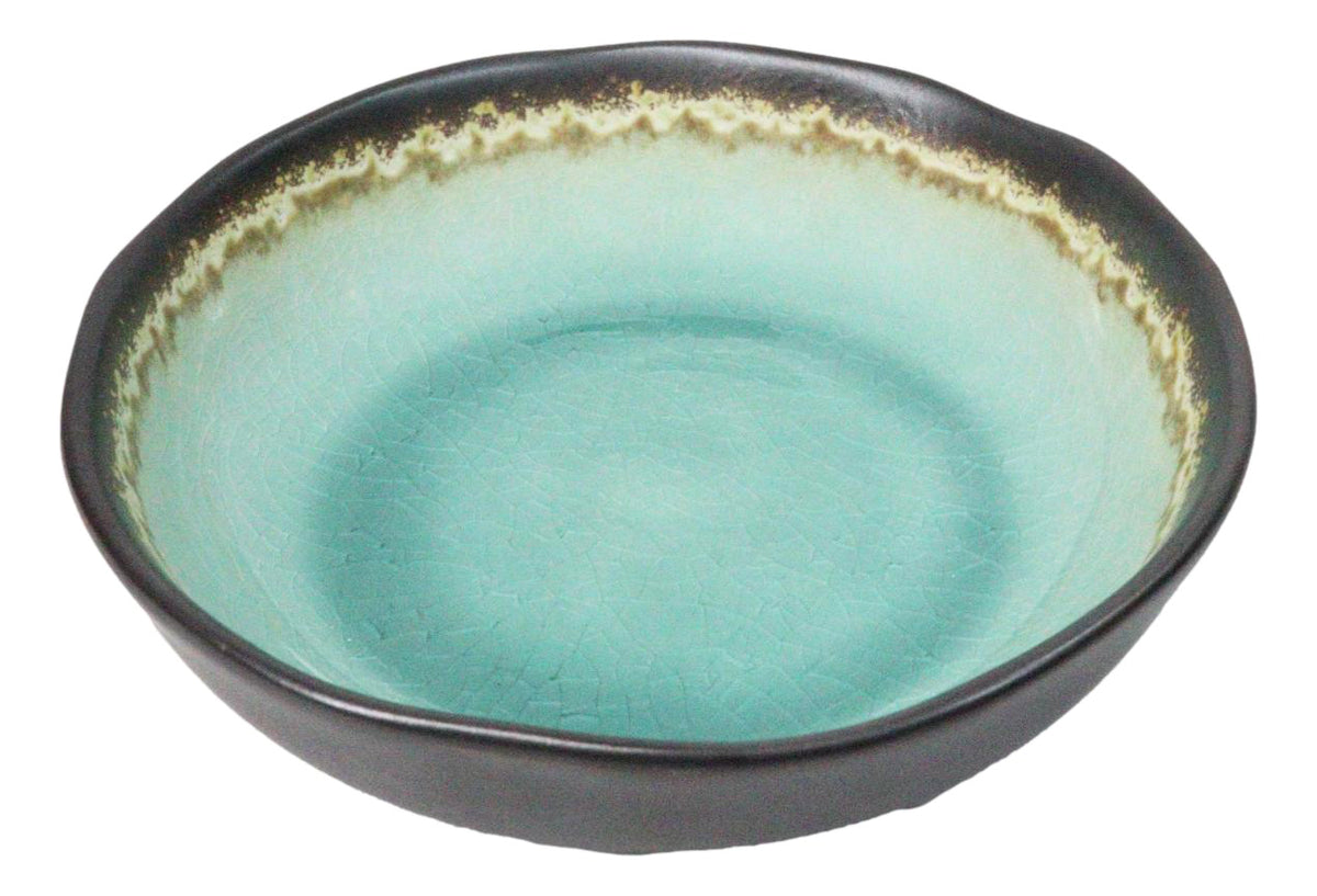 Pack Of 6 Crackle Green Midori Kannyu Round Flair Deep Plates Shallow Bowls 15oz