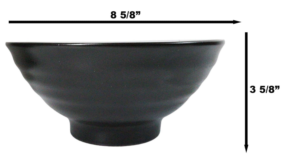 Pack Of 6 Black Kokuyo Ceramic Collection Large Ramen Soup Dinner Bowl 40oz