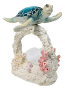 Marine Ocean Sea Turtle Swimming Over Coral Reef With Acrylic LED Light Figurine