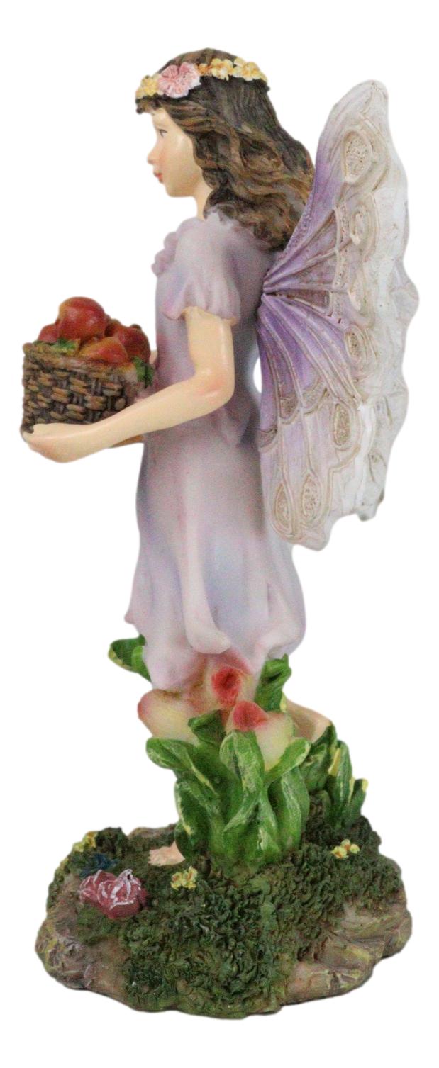 Whimsical Enchanted Garden Butterfly Fairy Carrying A Basket Of Apples Figurine