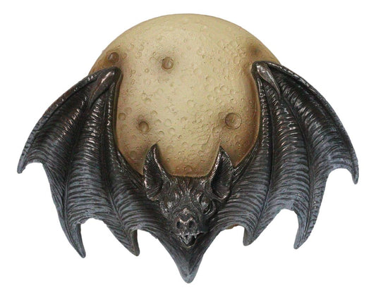 Gothic Phul Moon Bat Dracula Masque Ornament On Pole Stand Or Wall Sculpture