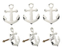 Set Of 6 Distressed White Marine Sailor Ship Anchor Cabinet Door Pull Knobs