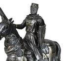 Suit of Armor Crusader Knight With Sword And Shield On Cavalry Horse Figurine