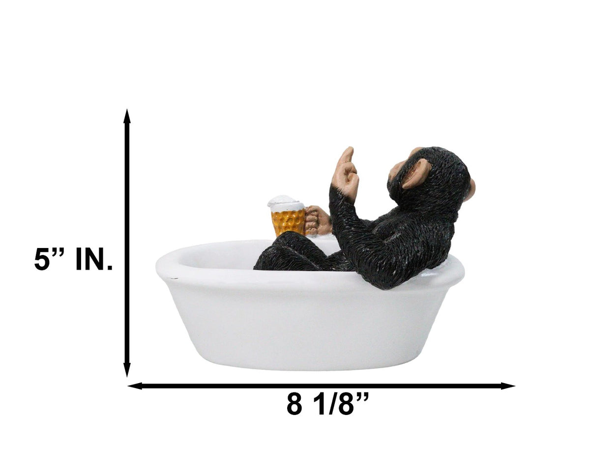 Ebros Funny Chimpanzee in Bathtub Figurine with Cigar Beer & Middle Finger