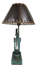 Rustic Western Nodding Donkey Pumpjack Oil Derrick Rig Sculptural Table Lamp