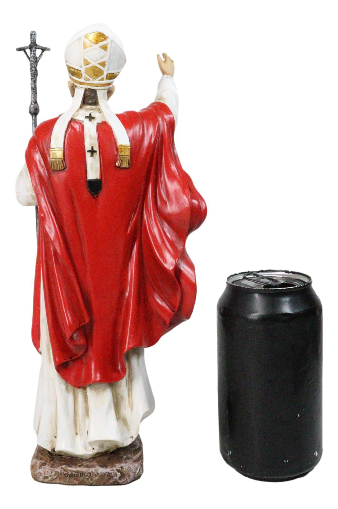 Venerable Pontiff Pope Saint John Paul II Holding Papal Ferula Crucifix Figurine